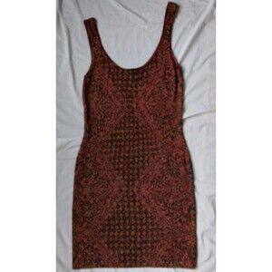 Rock & Republic Sleeveless Dress Black, Red & Gold Metallic Grunge Y2K Size XL